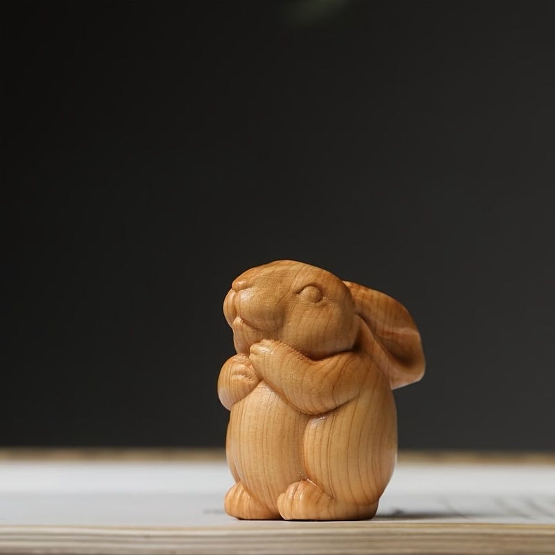 Handcrafted Wooden Rabbit Statue Rabbit Decoration Christmas New Year Creative Gift No Electricity Needed - Image 3