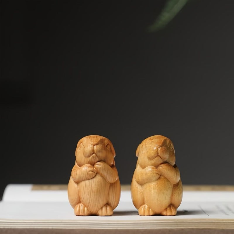 Handcrafted Wooden Rabbit Statue Rabbit Decoration Christmas New Year Creative Gift No Electricity Needed - Image 5