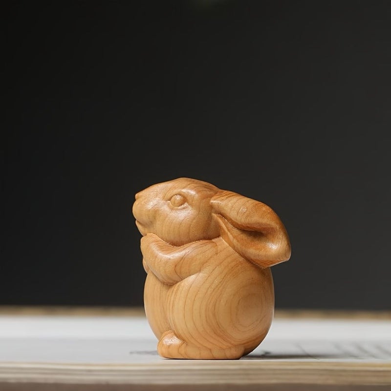 Handcrafted Wooden Rabbit Statue Rabbit Decoration Christmas New Year Creative Gift No Electricity Needed - Image 2