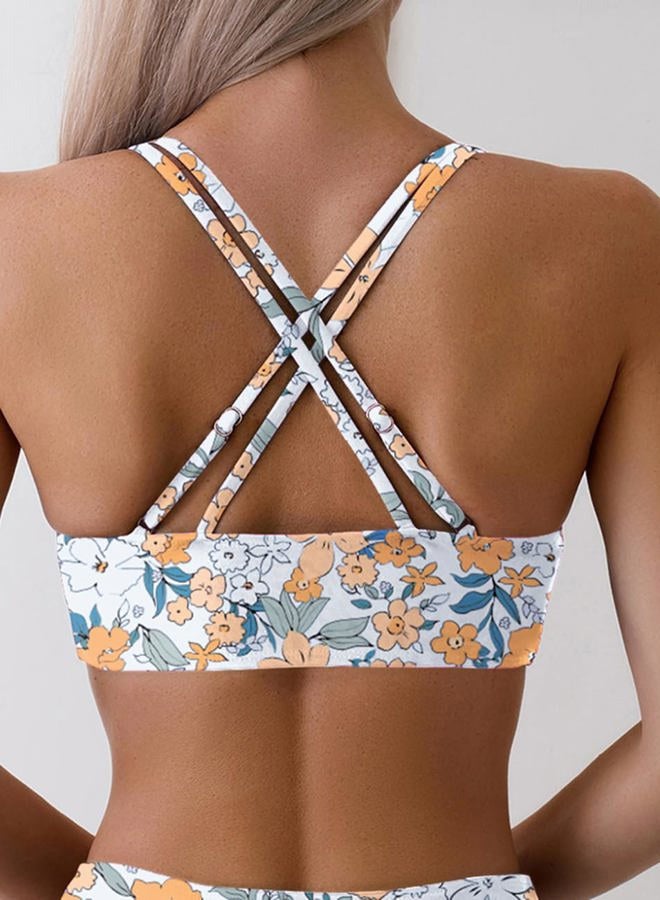 Tainehs Women's Push Up V Neck Bikini Tops Criss Cross Back Padded Bathing Suit Top Only - Image 2