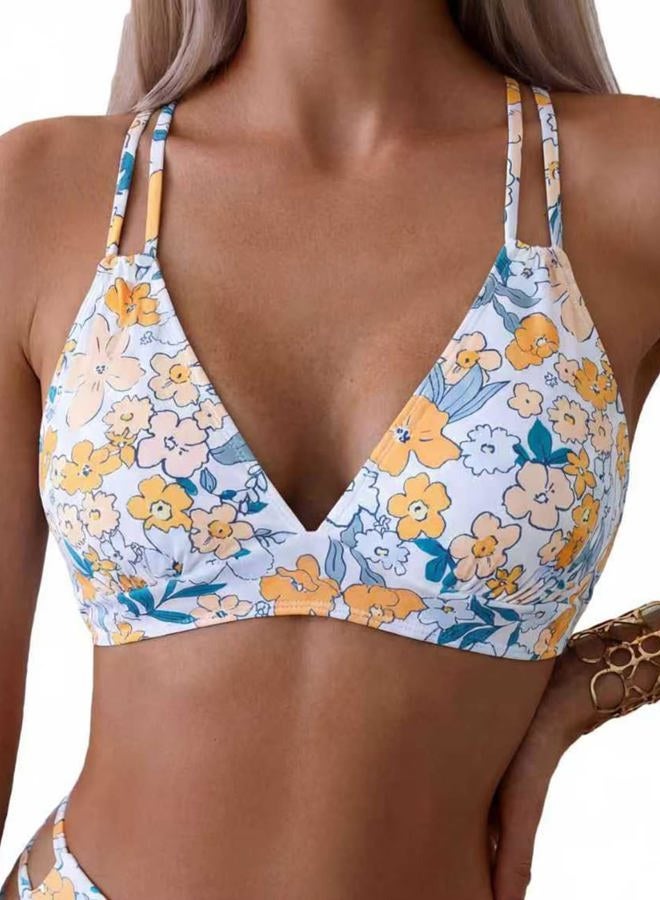Tainehs Women's Push Up V Neck Bikini Tops Criss Cross Back Padded Bathing Suit Top Only - Image 1