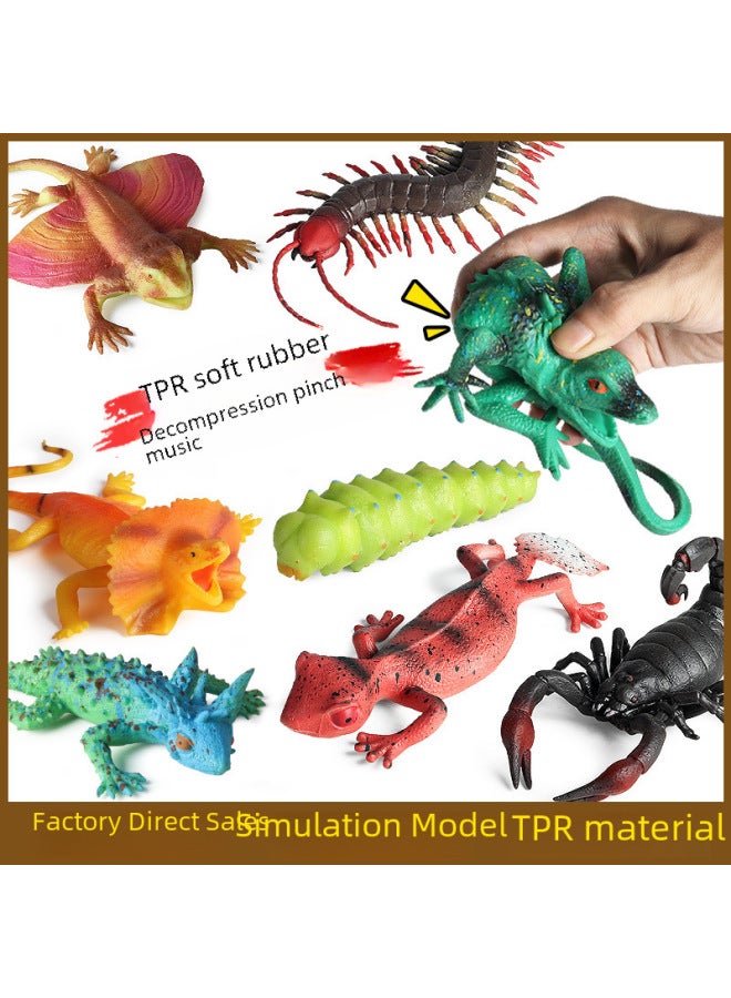 TPR Simulation Trick Lizard Centipede Scorpion Pinch Music Vent Decompression Toy Children's Toy Animal Model-Color:BY8057 Caterpillar  - Image 2