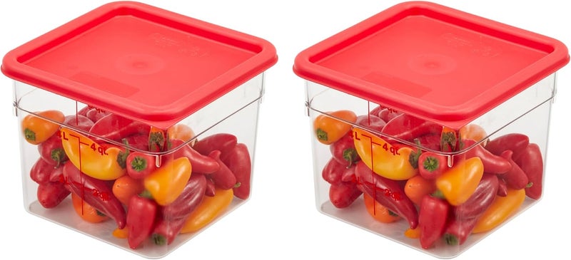 Cambro Food Storage Container with Lid (2 Pack) - Classic Series Square - 6 QT - Commercial Grade for Food Prep - Image 1