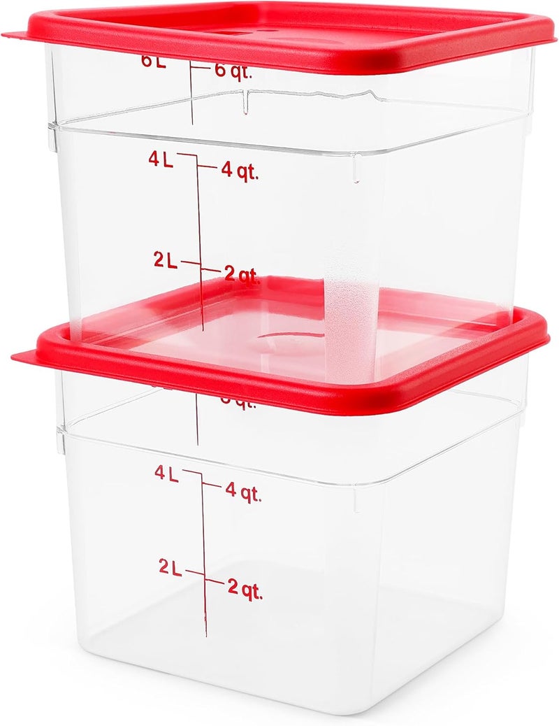 Cambro Food Storage Container with Lid (2 Pack) - Classic Series Square - 6 QT - Commercial Grade for Food Prep - Image 2