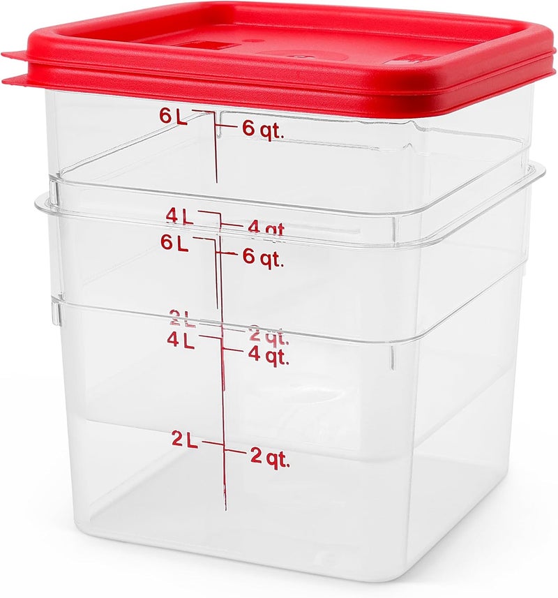 Cambro Food Storage Container with Lid (2 Pack) - Classic Series Square - 6 QT - Commercial Grade for Food Prep - Image 3