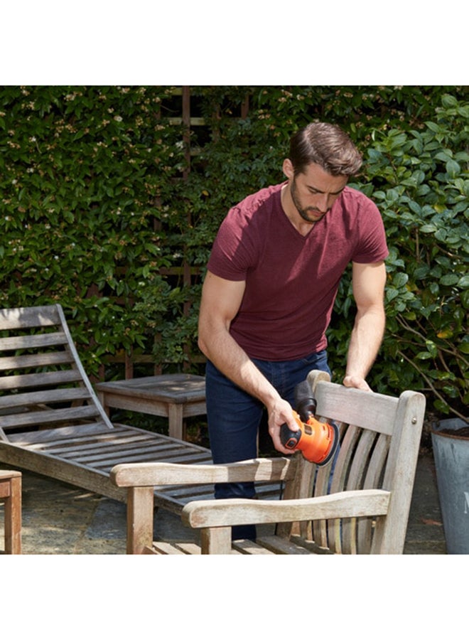 BLACK+DECKER 230W 14,000 RPM Corded Random Orbit Sander , Orange/Black - BEW210-GB, Orange/Black - Image 2