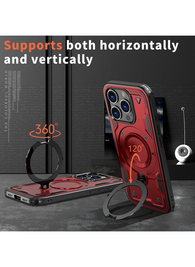 S-TOP Case For iPhone 16 Pro PC Hybrid TPU Armor MagSafe Ring Holder Phone Case - Image 2