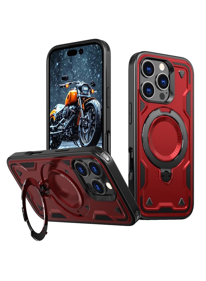S-TOP Case For iPhone 16 Pro PC Hybrid TPU Armor MagSafe Ring Holder Phone Case - Image 1