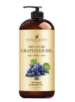 handcraft Blends Handcraft Blends Grapeseed Oil - 16 Fl Oz - 100% Pure and Natural - Premium Grade Oil for Skin and Hair - Carrier Oil - Hair and Body Oil - Massage Oil - Cold-Pressed and Hexane-Free  - Image 1