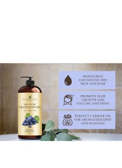 handcraft Blends Handcraft Blends Grapeseed Oil - 16 Fl Oz - 100% Pure and Natural - Premium Grade Oil for Skin and Hair - Carrier Oil - Hair and Body Oil - Massage Oil - Cold-Pressed and Hexane-Free  - Image 2