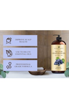 handcraft Blends Handcraft Blends Grapeseed Oil - 16 Fl Oz - 100% Pure and Natural - Premium Grade Oil for Skin and Hair - Carrier Oil - Hair and Body Oil - Massage Oil - Cold-Pressed and Hexane-Free  - Image 3