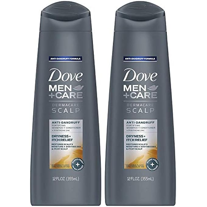 Dove MEN + CARE DERMACARE SCALP - ANTI-DANDRUFF SHAMPOO + CONDITIONER 2 IN 1 - DRYNESS + ITCH RELIEF - NET WT. 12 FL OZ (355 ML) PER BOTTLE - PACK OF 2 BOTTLES - Image 1