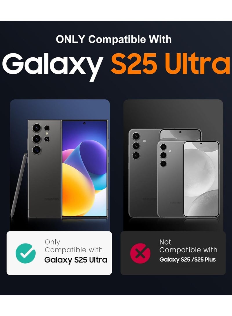 جراب Samsung Galaxy S25 Ultra، متوافق مع MagSafe، غطاء مغناطيسي مع حامل غير مرئي، جراب خلفي شفاف غير لامع مقاوم للصدمات، جراب هاتف رفيع للحماية الكاملة لهاتف Galaxy S25 Ultra مقاس 6.9 بوصة (أسود) - Image 2