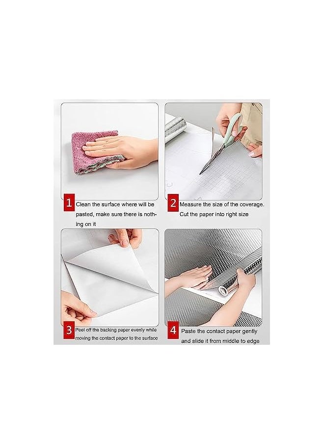 Arabest - Kitchen Backsplash Wallpaper Oil Proof And Heat Resistant Kitchen Wallpaper Self Adhesive Aluminum Foil Checkered Texture Kitchen Tile Stickers Ideal For Use In Kitchen Stoves 0.4M X 3M - Image 1
