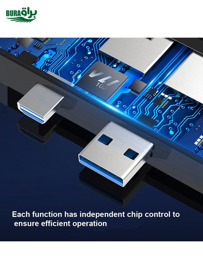 BURAQ T0409 Multifunctional USB 3.0 HUB Docking Station Network Cable Interface Converter For Microsoft Surface Pro 7(with Network Port)  - Image 5