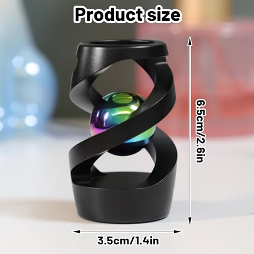 Apqdw Kinetic Ball Desk Toy Kinetic Spinning Desk Toy Desk Fidget Toys for Office for Adults Black - Image 5