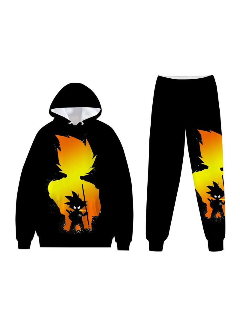 KUYING New Dragon Ball 3D Digital Printed Hooded Sweatshirt And Pants Set  - Image 1