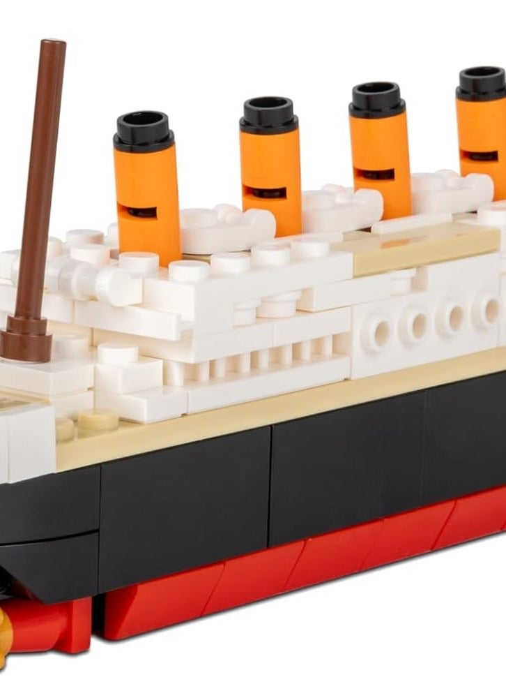 Brick Loot مجموعة كتل البناء المتوسطة من Brick Loot تيتانيك، طقم نموذج سفينة، مجموعات كتل البناء للبالغين أو الأطفال من عمر 6 سنوات فما فوق، ديكور منزلي، كتل عالية الجودة متوافقة مع ليغو والعلامات التجارية الكبرى، 217 قطعة - Image 4