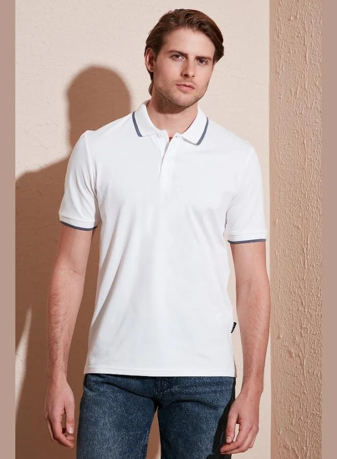بوراتي تي شيرت بولو قطن رجالي بقصة عادية
