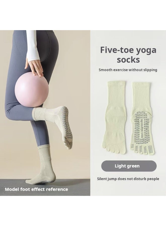 3 Pairs High quality and fashionable pure cotton sweat absorbing yoga socks, four season professional anti slip socks, Pilates five-toe yoga socks, mid tube yoga sports socks, fitness socks, new solid color five finger mid tube anti slip socks - Image 2