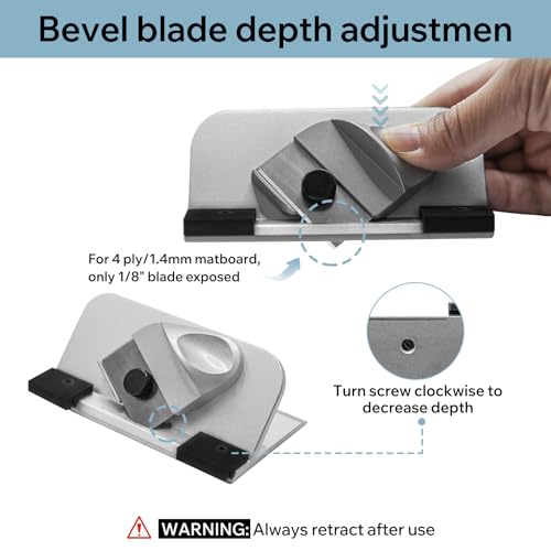 Sumglicie Bevel Mat Cutter Retractable Blade, Portable 45° Push-Style Handheld Mat Board Cutter, Adjustable Blade Depth for DIY Picture Framing, Artwork, Custom Mat Boards, with 5 Blades and Hex Wrench - Image 4