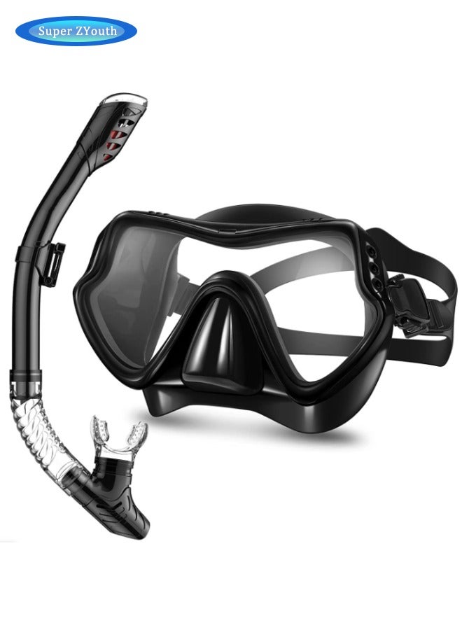 سوبر زي يوث قناع غوص، نظام تنفس جاف، قناع غطس مضاد للضباب ومضاد للتسرب، رؤية بانورامية بزاوية 180 درجة، نظارات غوص للبالغين والشباب - Image 1