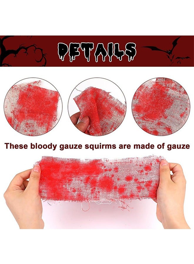 JCB CHIC Halloween Decorations Creepy Cloth,2 Pcs HalloweenGauze,Super Size Halloween Scary Gauze Cloth，for Haunted House Creepy and Spooky Halloween Decorations (White-Red, 10m) - Image 3