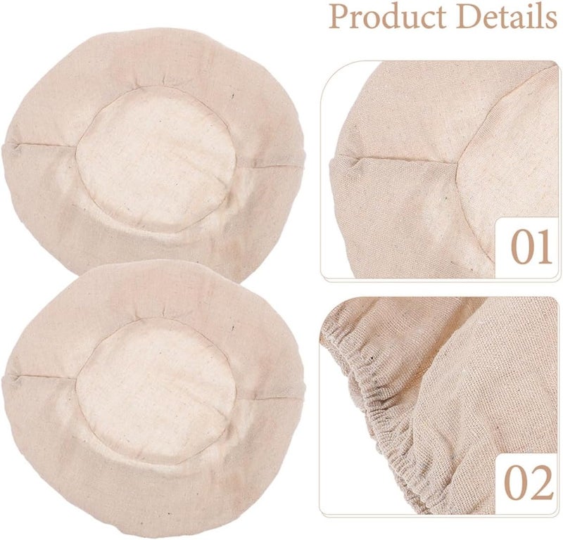 Amosfun 4pcs round Bread Basket Cloth Liner 23x8cm Reusable Breathable Fabric Non-stick Bread Proofing Basket Cover for Home Baking - Image 3