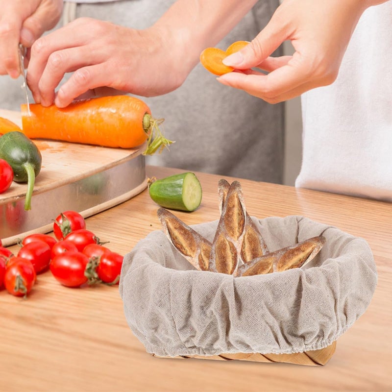 Amosfun 4pcs round Bread Basket Cloth Liner 23x8cm Reusable Breathable Fabric Non-stick Bread Proofing Basket Cover for Home Baking - Image 4