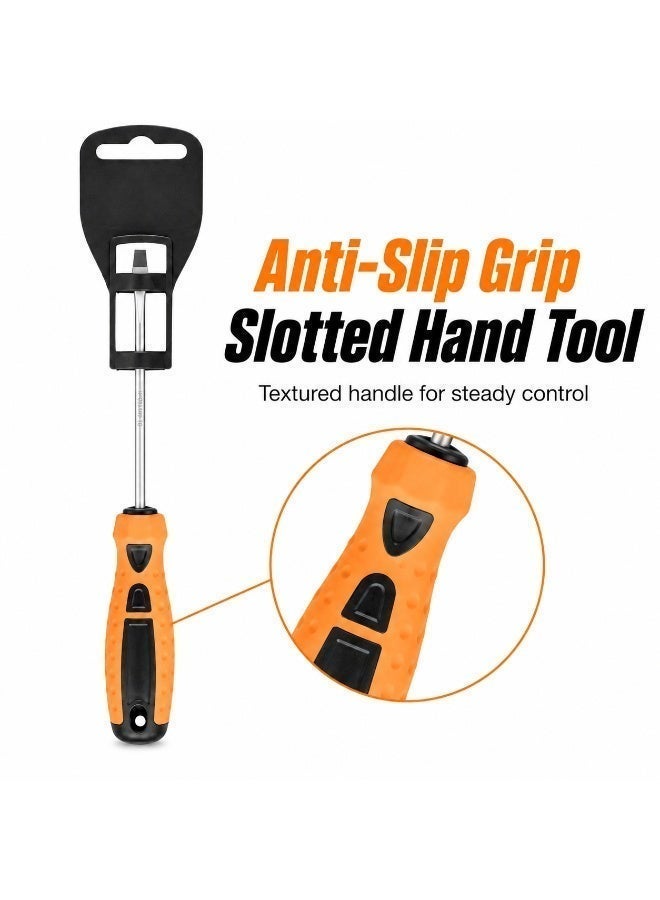 SL4 x 150mm Slotted Screwdriver, Long Shaft Flat Head Screwdriver With Anti-Slip Orange Black Comfort Grip Handle For DIY, Home Repair, Furniture & Workshop Use - Image 5