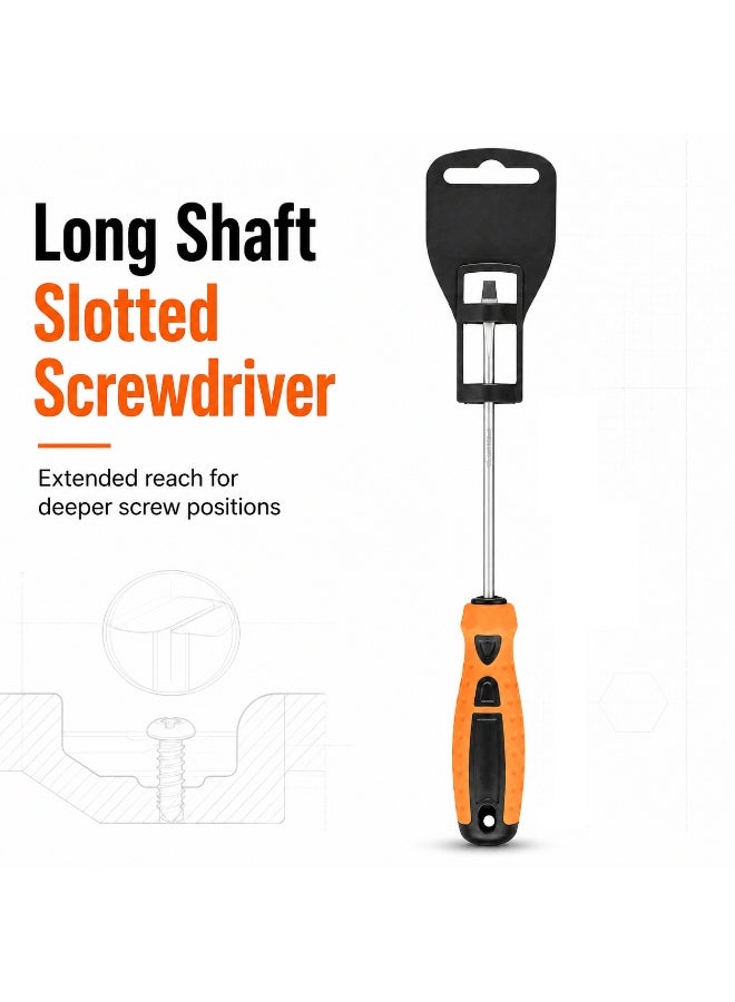 SL4 x 150mm Slotted Screwdriver, Long Shaft Flat Head Screwdriver With Anti-Slip Orange Black Comfort Grip Handle For DIY, Home Repair, Furniture & Workshop Use - Image 4