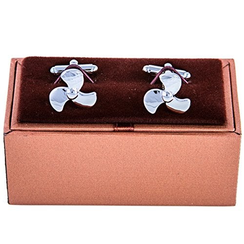 MRCUFF Propellor Propeller Ship Boat Pair of Cufflinks in a Presentation Gift Box & Polishing Cloth - Image 2