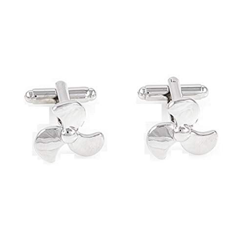 MRCUFF Propellor Propeller Ship Boat Pair of Cufflinks in a Presentation Gift Box & Polishing Cloth - Image 1