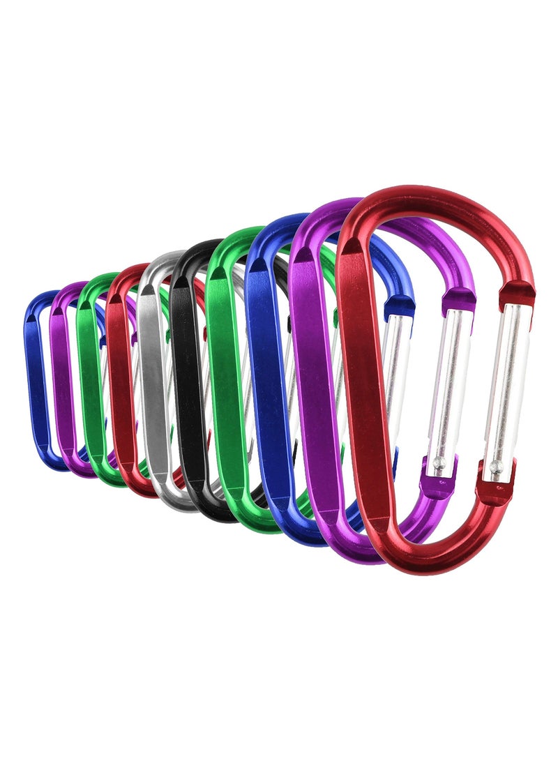 حلقة كارابينر D حلقة مشبك خطاف متينة سلسلة مفاتيح إكسسوارات التخييم لحقيبة الظهر للسفر (10 قطع) - Image 1