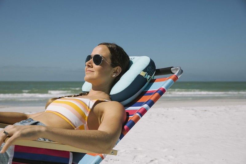 Ballast Beach Pillow – Comfy, Durable & Compact, Stays Put on Windy Beaches with Patented Sand Pouch, Inflatable Pillow for Beaches, Pools, Camping, Festivals and Travel (Golden Sunrise) - Image 2