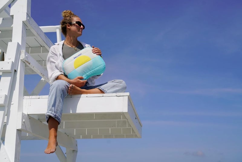 Ballast Beach Pillow – Comfy, Durable & Compact, Stays Put on Windy Beaches with Patented Sand Pouch, Inflatable Pillow for Beaches, Pools, Camping, Festivals and Travel (Golden Sunrise) - Image 4
