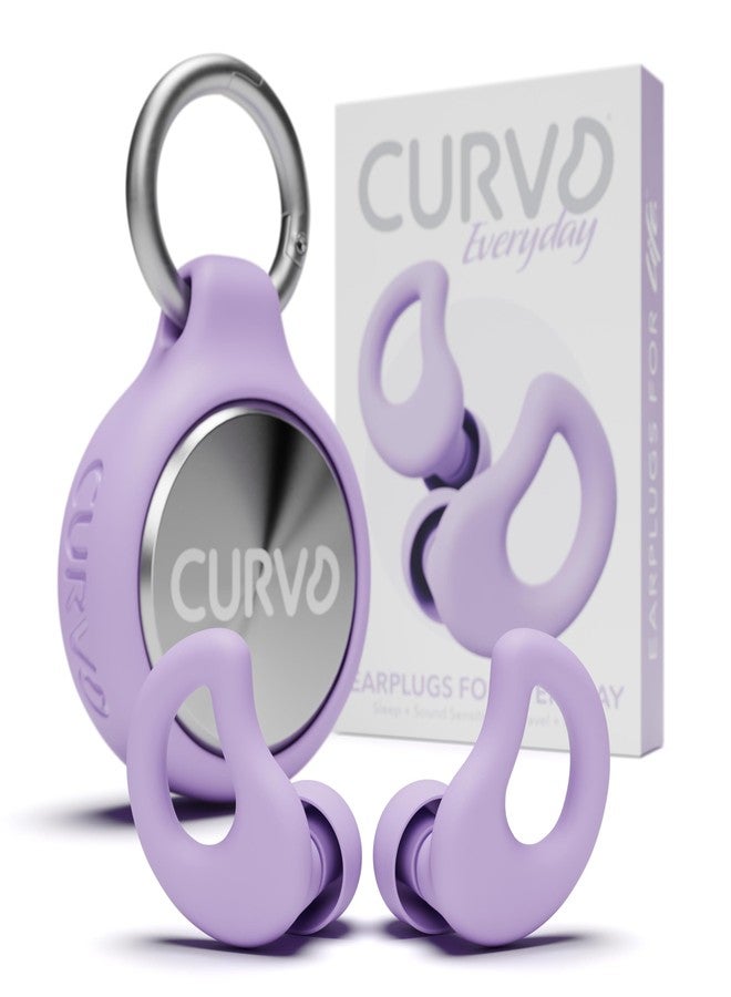 CURVD مجموعة سدادات الأذن اليومية من CURVD مع مشبك حافظة، سدادات الأذن المثالية للنوم والسفر وعزل الضوضاء/إلغاء الضوضاء + عبوة مشبك حافظة محمولة مقاومة للماء وغطاء سيليكون لسدادات الأذن (بنفسجي) - Image 1