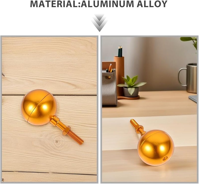 Golden Aluminum Alloy Flagpole Ball Topper Finial Replacement 3Pcs Set for Outdoor Telescoping Flagpole - Image 5