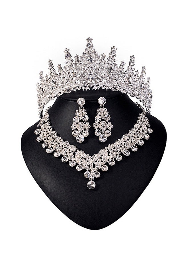 CSDONA Shinning Rhinestone Bridal Fine Jewelry Set  Crown Necklace Earring - Image 1