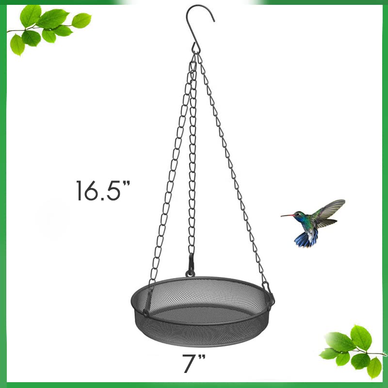 Trieez Hanging Bird Feeder, Birdfeeder Hanging for Garden Yard Outside Hanging Bird Feeder Tray - Metal Mesh Platform Feeders for Birds Outside Outdoors Hanging for Attracting Birds, 1Pcs - Image 2