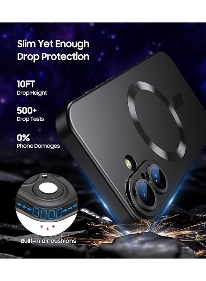 جراب مغناطيسي متوافق مع iPhone 16 [متوافق مع MagSafe] واقي عدسة الكاميرا المدمج، جراب هاتف ناعم من مادة TPU اللامعة والمضادة للصدمات والخدوش لهاتف iPhone 16 (أسود) - Image 2