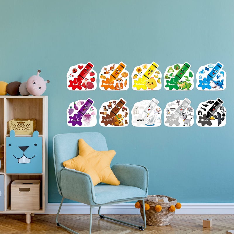 Gethelud 10 PCS Color Posters, Color Cutouts Bulletin Board Set Fruit Animal Plant Word Color for Toddler Kid Learning Color Family Classroom Decoration Supplies, 12” x 11.5” - Image 5
