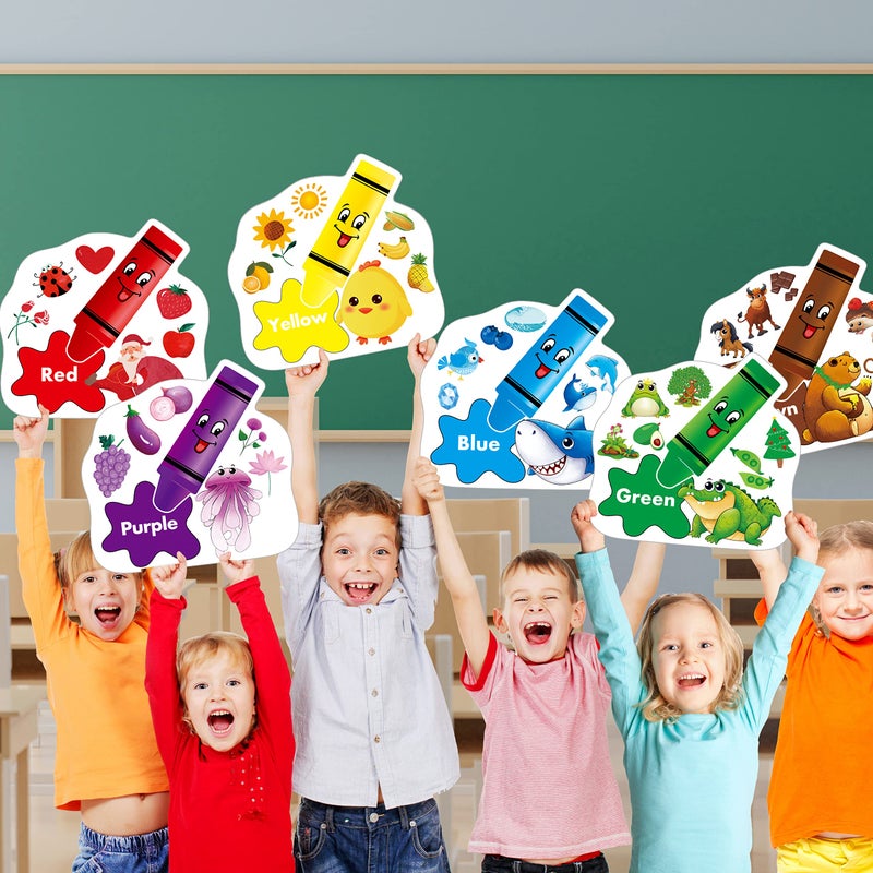 Gethelud 10 PCS Color Posters, Color Cutouts Bulletin Board Set Fruit Animal Plant Word Color for Toddler Kid Learning Color Family Classroom Decoration Supplies, 12” x 11.5” - Image 4