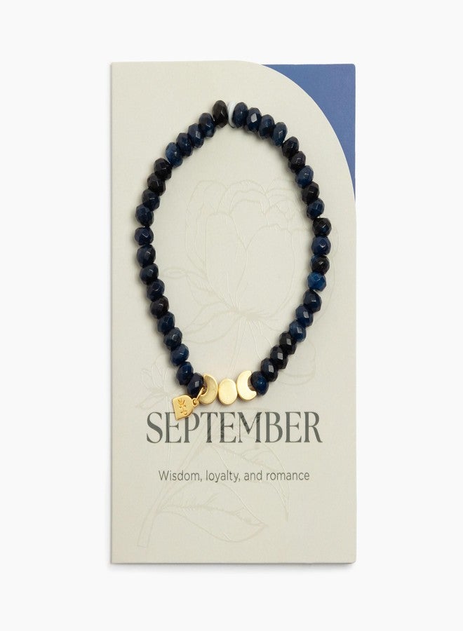Freshly Picked Beaded September Birthstone Bracelet 7", Semi-Precious Stone Bead, for Women, Mama Gifts (Sapphire) - Image 1