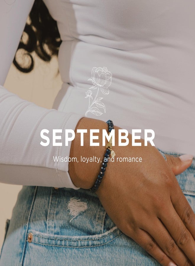 Freshly Picked Beaded September Birthstone Bracelet 7", Semi-Precious Stone Bead, for Women, Mama Gifts (Sapphire) - Image 3