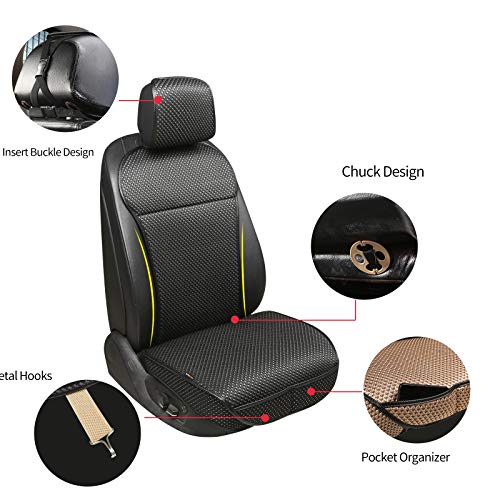 Auto Newer Luxury Breathable Car Seat Cover Fit Four Seasons, Universal Front of Car Seat Cushions, Bottom Seat Covers of Full Wrapped Edge,Universal Fit for 95% Cars,SUV(Black+Grey，2PCS) - Image 3
