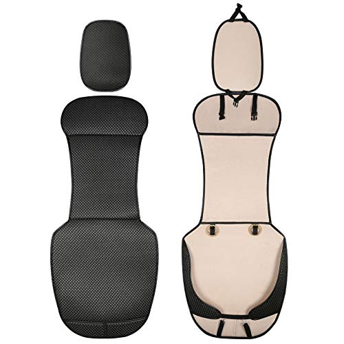 Auto Newer Luxury Breathable Car Seat Cover Fit Four Seasons, Universal Front of Car Seat Cushions, Bottom Seat Covers of Full Wrapped Edge,Universal Fit for 95% Cars,SUV(Black+Grey，2PCS) - Image 4