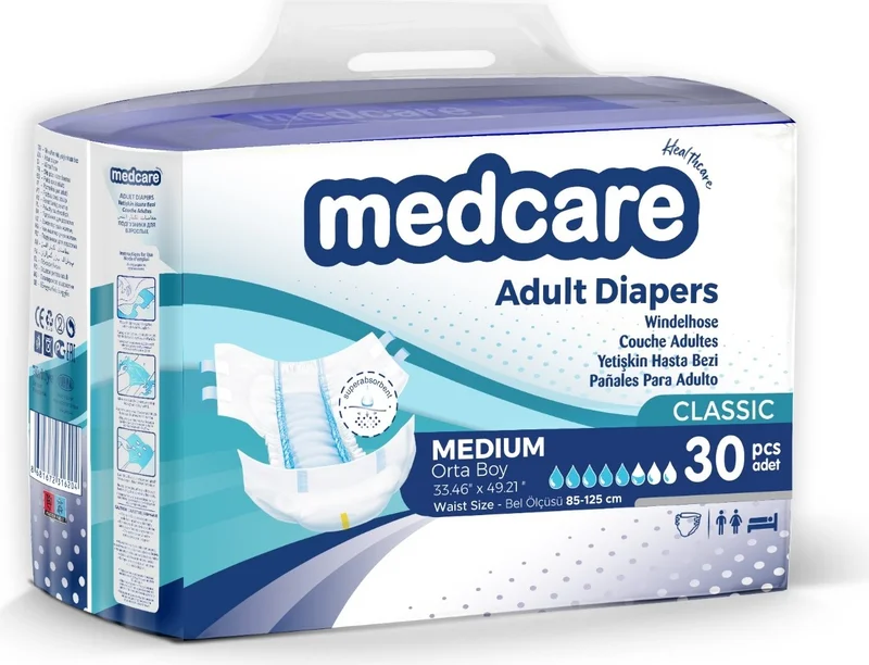 MedCare Adult Diaper Medium Classic (Medium Size) 120 Pieces