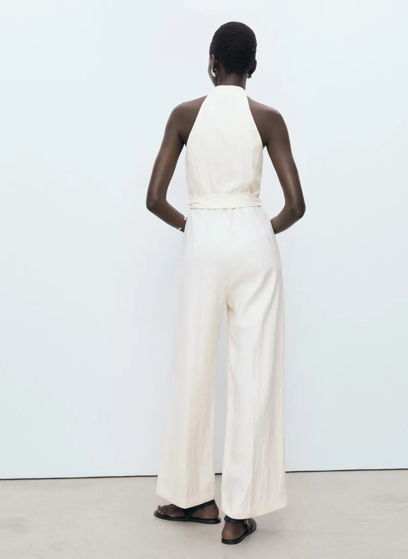 MANGO Halter-neck jumpsuit with belt