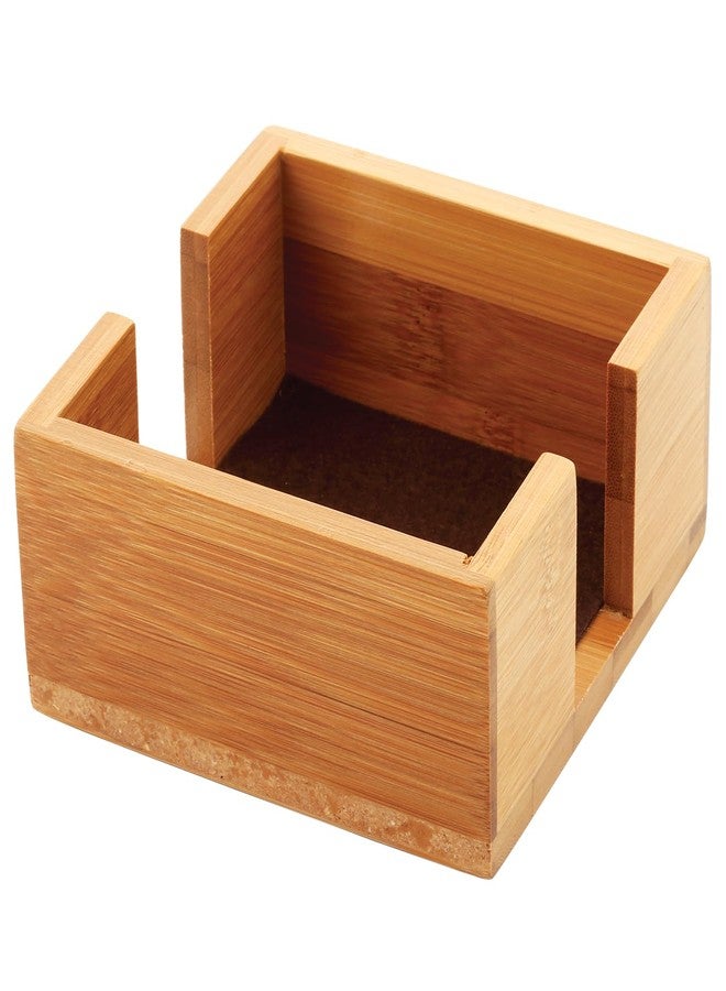 Thirstystone Natural Bamboo Wood Square Coaster Holder 5” x 5” x 2” Holds 4-4” Square Coasters